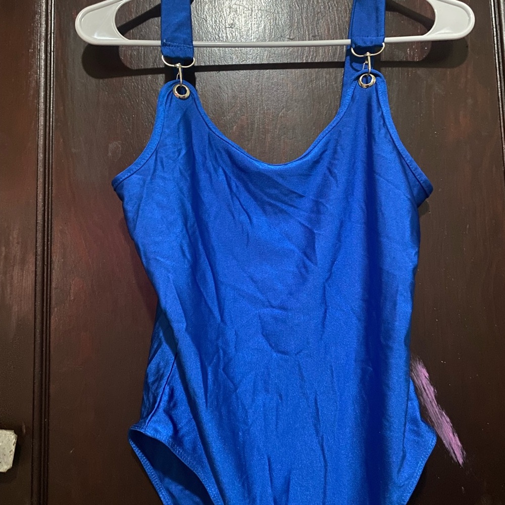 Blue satin bodysuit